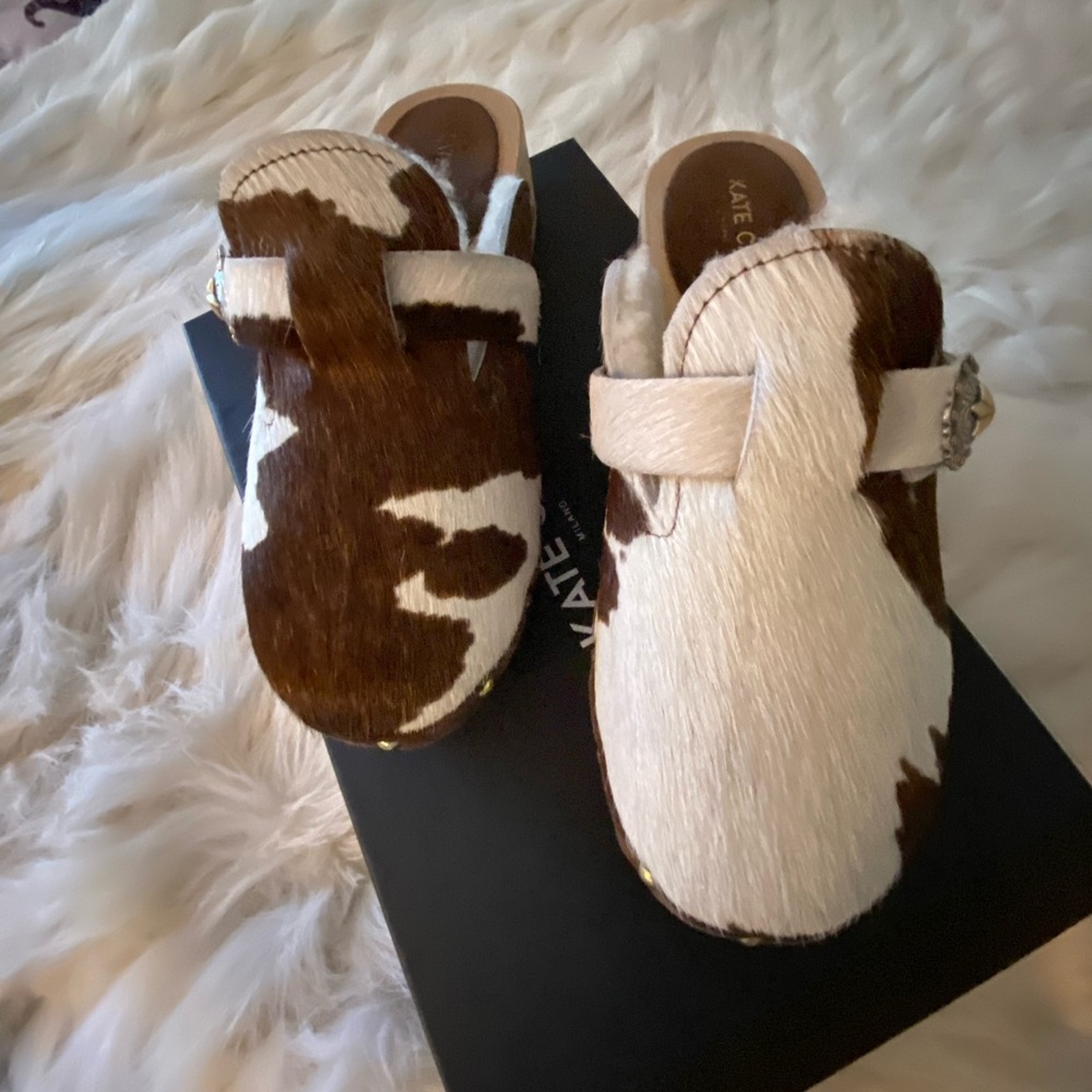 Cow hide slip on shoes